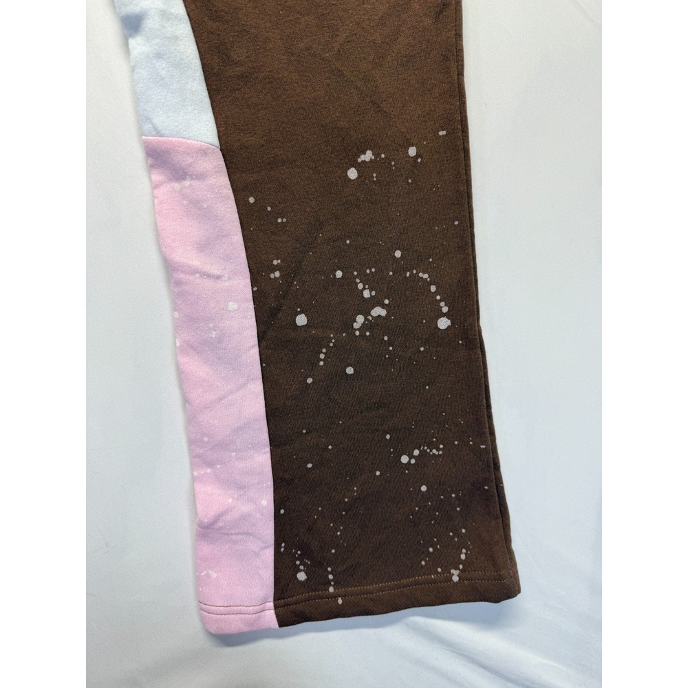 BoohooMAN Regular Gusset Sweatpants Mens Medium Chocolate Brown Paint Splatter - Picture 7 of 13